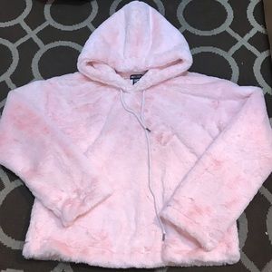 Pink Fluffy Faux Fur Jacket Hot Topic